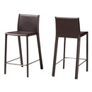 Trine Brown Leather 2Pc Counter Height Stool Set Baxton