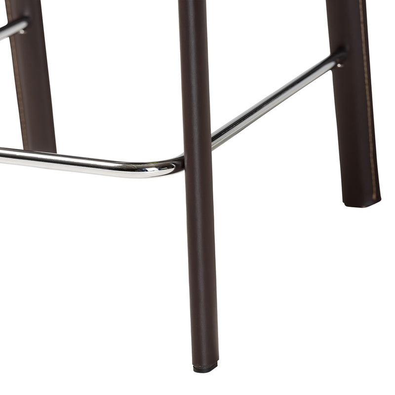 Trine Brown Leather 2-Piece Counter Height Stool Set