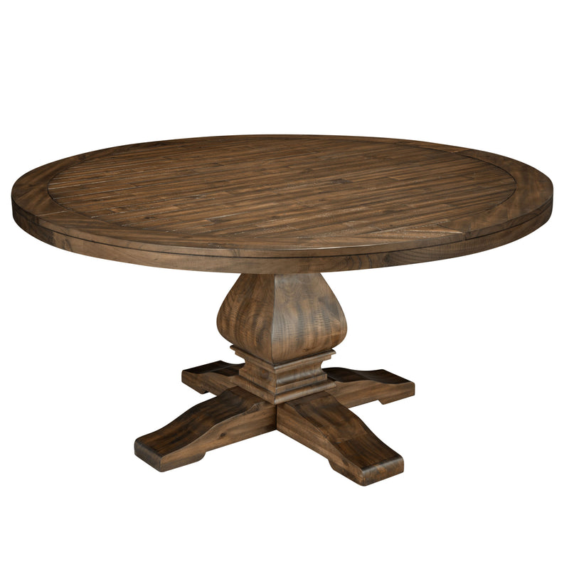 Charleston Round Solid Pine Dining Table, Walnut