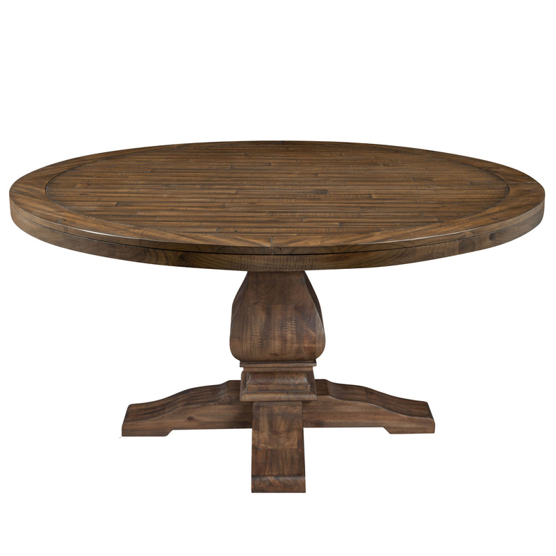 Charleston Round Solid Pine Dining Table, Walnut