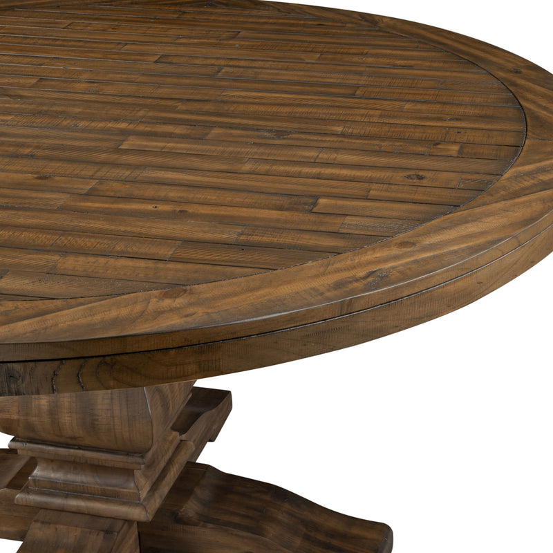 Charleston Round Solid Pine Dining Table, Walnut