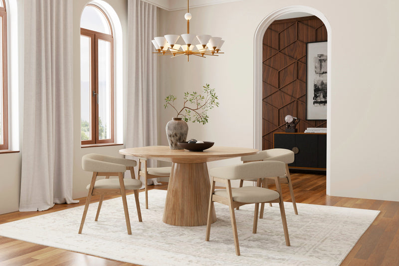 Britney 59" Round Dining Table, Natural