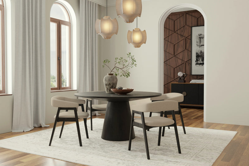 Britney Round 59" Round Dining Table, Vintage Black Alpine