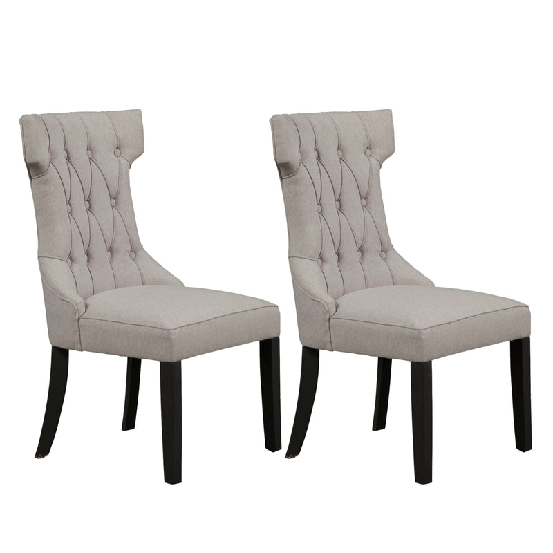 Shasta Set of 2 Upholstered Side Chairs, Light Grey/Black