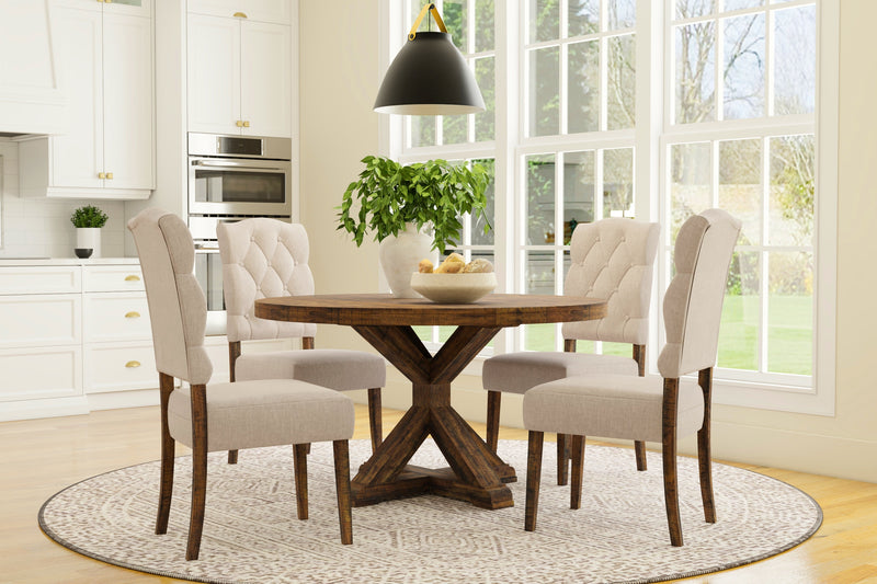 Caldwell Round Dining Table, Medium Brown