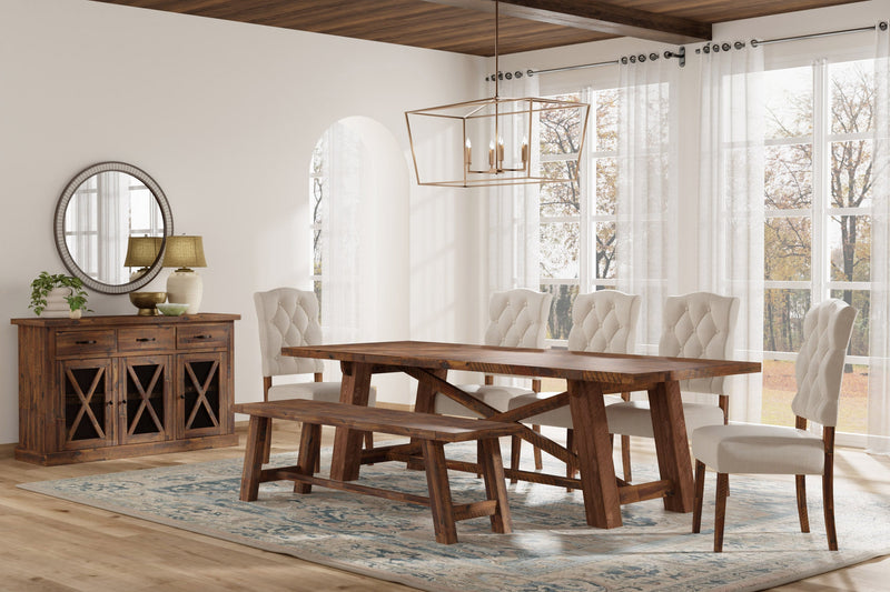 Caldwell 88" to 103" Extension Rectangular Dining Table, Medium Brown Alpine