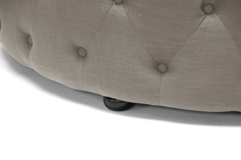 Sovanna Beige Linen Modern Tufted Ottoman Baxton