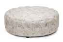 Sovanna Beige Script Print Modern Tufted Ottoman Baxton