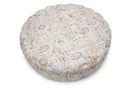Sovanna Beige Script Print Modern Tufted Ottoman Baxton