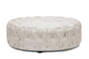 Sovanna Beige Script Print Modern Tufted Ottoman Baxton