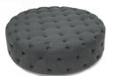 Sovanna Dark Gray Linen Modern Tufted Ottoman Baxton