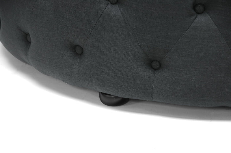 Sovanna Dark Gray Linen Modern Tufted Ottoman Baxton