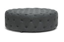 Sovanna Dark Gray Linen Modern Tufted Ottoman Baxton