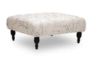 Delaire Beige Script Print Modern Tufted Ottoman Baxton