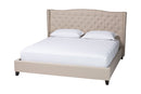 Cornelie Light Beige Linen Modern Platform Bed –King Size Baxton
