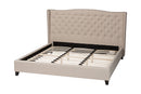 Cornelie Light Beige Linen Modern Platform Bed –King Size Baxton