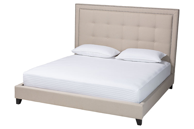 Doreen Light Beige Platform Bed- King Size