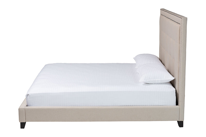 Doreen Light Beige Platform Bed- King Size