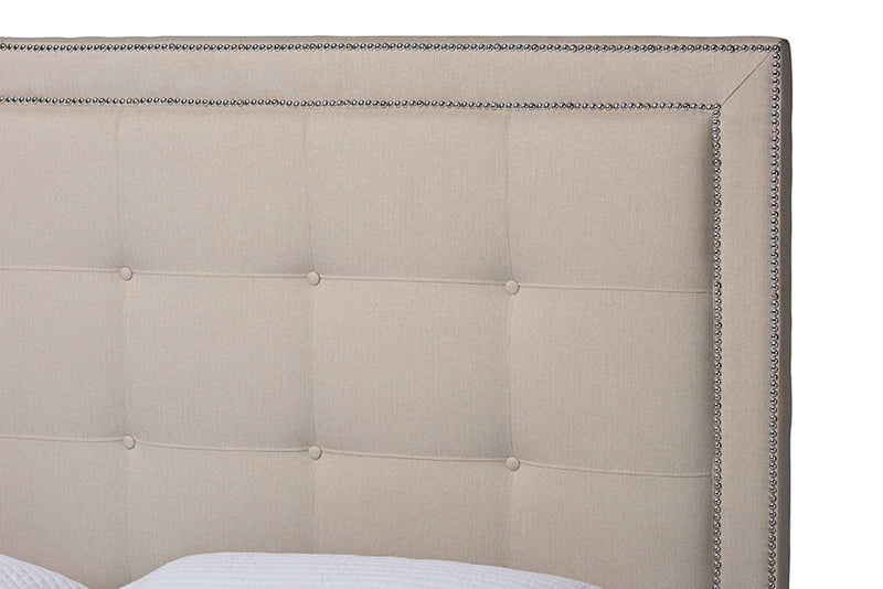 Doreen Light Beige Platform Bed- King Size