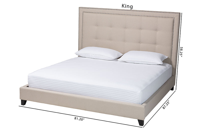 Doreen Light Beige Platform Bed- King Size