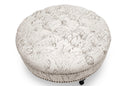 Jeane Beige Script Print Modern Tufted Ottoman Baxton