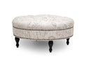 Jeane Beige Script Print Modern Tufted Ottoman Baxton