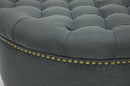 Neah Gray Linen Modern Tufted Ottoman Baxton