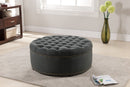 Neah Gray Linen Modern Tufted Ottoman Baxton