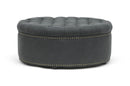 Neah Gray Linen Modern Tufted Ottoman Baxton