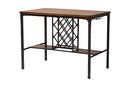 Brandy Industrial Brown and Black Pub Table with Built-In Wine Cage Baxton