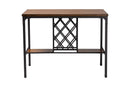 Brandy Industrial Brown and Black Pub Table with Built-In Wine Cage Baxton