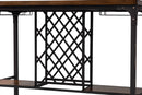 Brandy Industrial Brown and Black Pub Table with Built-In Wine Cage Baxton