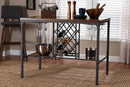 Brandy Industrial Brown and Black Pub Table with Built-In Wine Cage Baxton