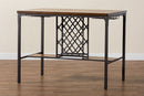 Brandy Industrial Brown and Black Pub Table with Built-In Wine Cage Baxton