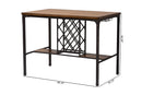 Brandy Industrial Brown and Black Pub Table with Built-In Wine Cage Baxton