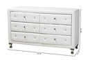 Naylor White Faux Leather Upholstered Dresser, 6-Drawers Baxton