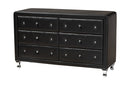 Naylor Black Faux Leather Upholstered Dresser, 6-Drawers Baxton