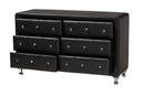 Naylor Black Faux Leather Upholstered Dresser, 6-Drawers Baxton