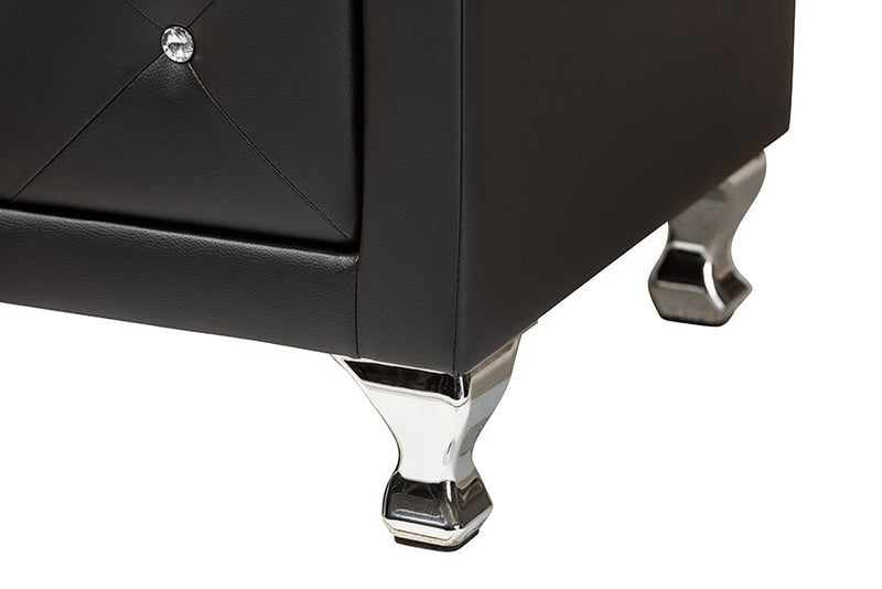 Naylor Black Faux Leather Upholstered Dresser, 6-Drawers Baxton