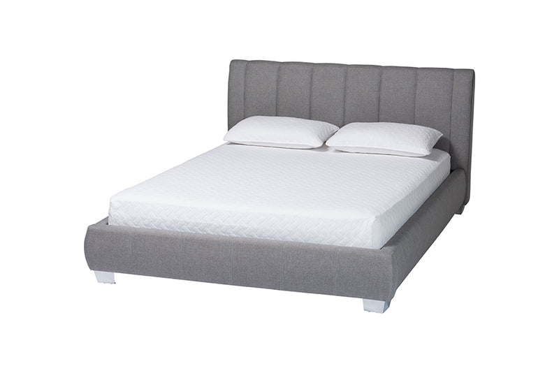 Minette Contemporary Gray Fabric Queen Size Bed