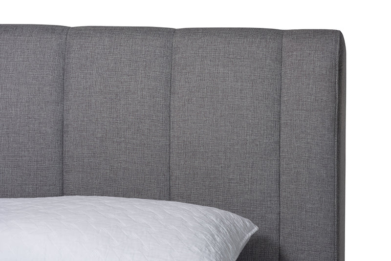 Minette Contemporary Gray Fabric Queen Size Bed