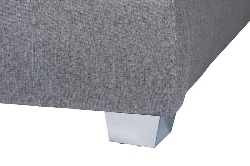 Minette Contemporary Gray Fabric Queen Size Bed