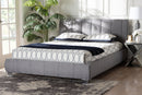 Minette Gray Fabric Queen Size Bed Baxton