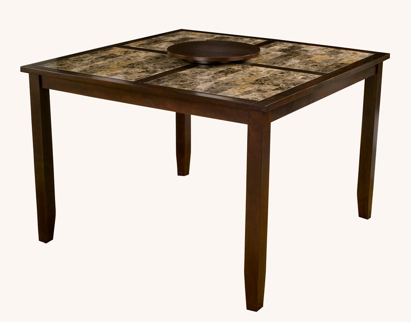 Mundo Faux Marble Large Pub Table w/ Removable 18" Lazy Susan, Espresso