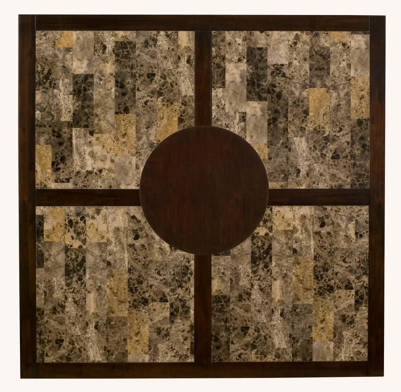 Mundo Faux Marble Large Pub Table w/ Removable 18" Lazy Susan, Espresso Alpine