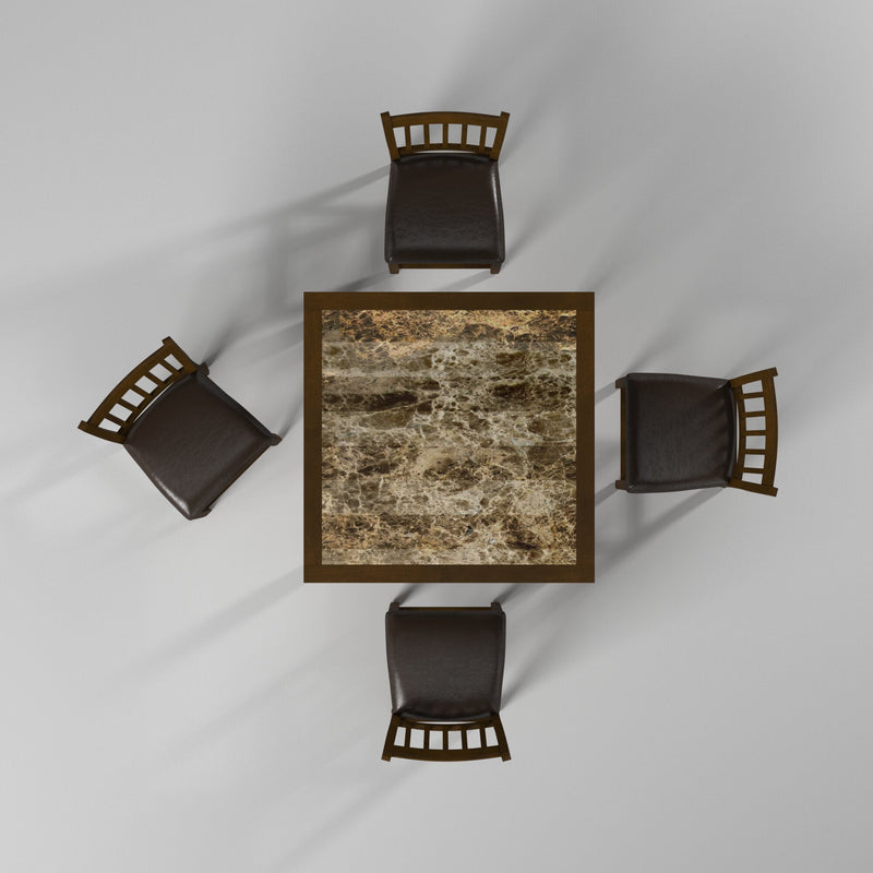 Mundo Faux Marble 5 Piece Pub Set, Espresso Alpine