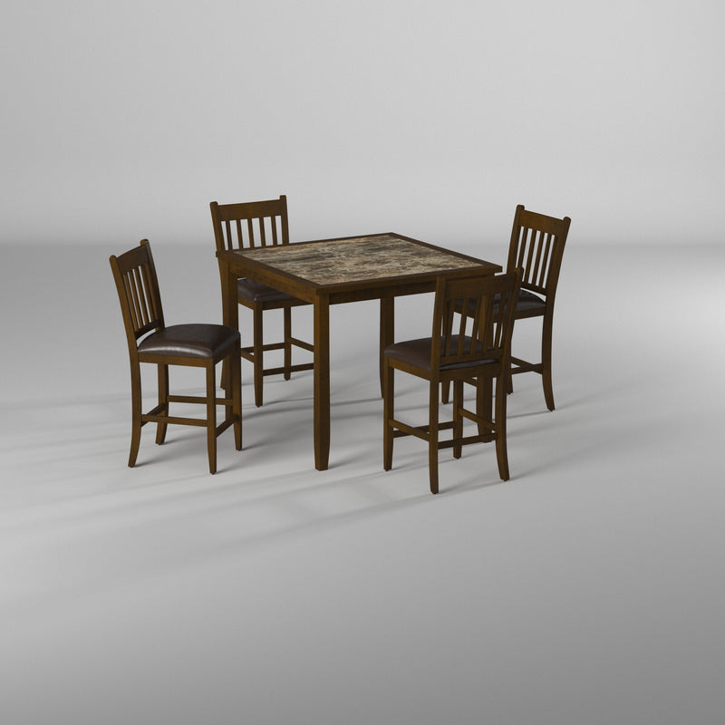 Mundo Faux Marble 5 Piece Pub Set, Espresso Alpine