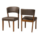 Chandelle Dark Walnut Wood Gray Faux Leather Dining Chairs (Set of 2) Baxton