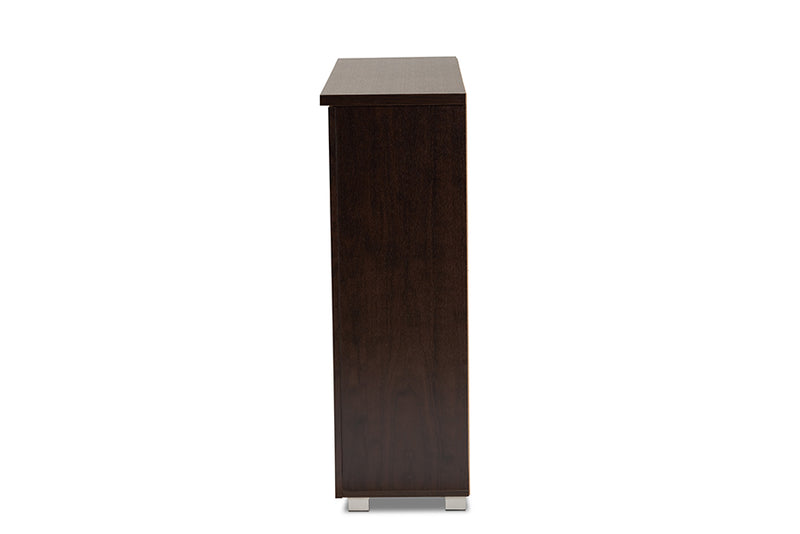 Margaret Modern and Contemporary 3-Door Dark Brown Wooden Entryway Shoes Storage Cabinet