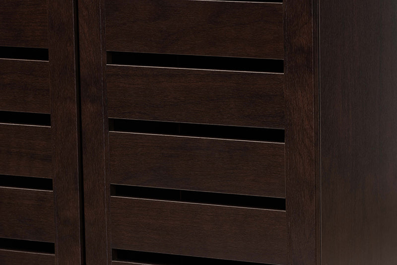 Margaret Modern and Contemporary 3-Door Dark Brown Wooden Entryway Shoes Storage Cabinet